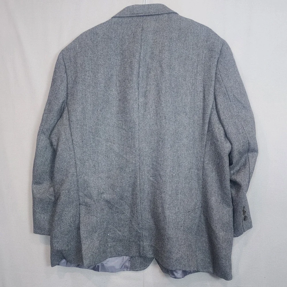 Club Room Blazer Grey Herringbone Wool Blend Mens XXL